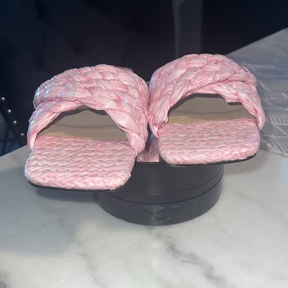 DUCIE LONDON RAFFIA AND LEATHER SLIDES - Picture 8 of 12